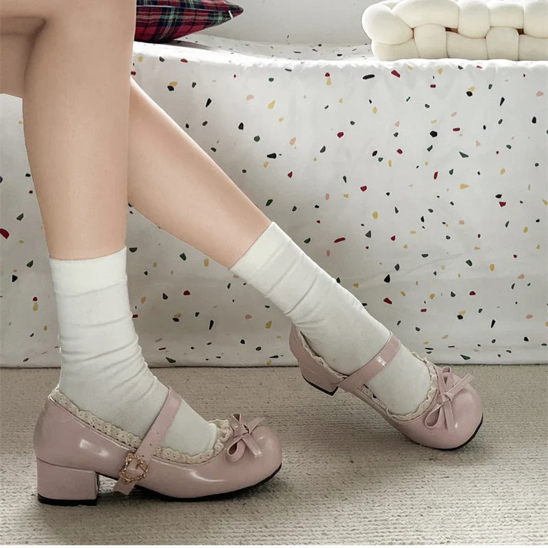 JK Mary Jane Shoes Causal Shallow Butterfly-knot Shoes Leather Shoes
